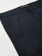 Men's Navy Cotton Lycra Slim Fit Pant