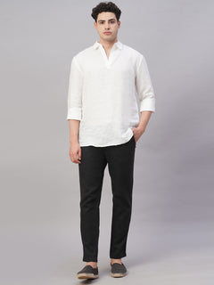 Men’s Linen Cotton Regular Fit Pant Black