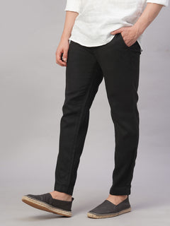 Men’s Linen Cotton Regular Fit Pant Black