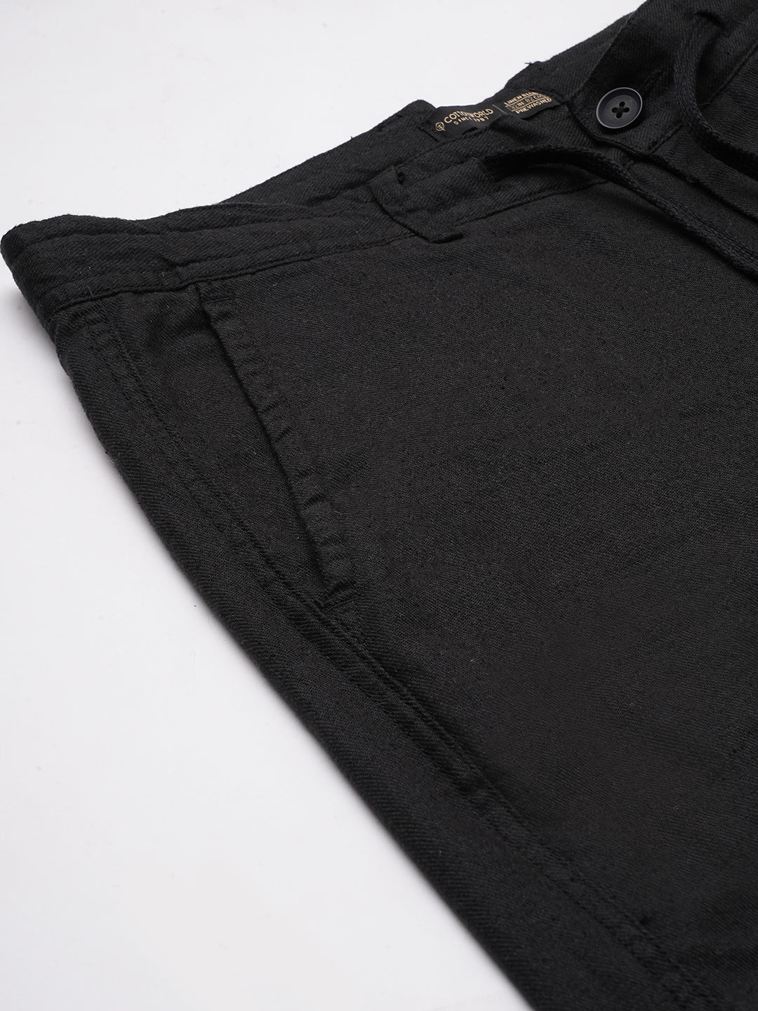 Men's Black Linen Cotton Regular Fit Pant