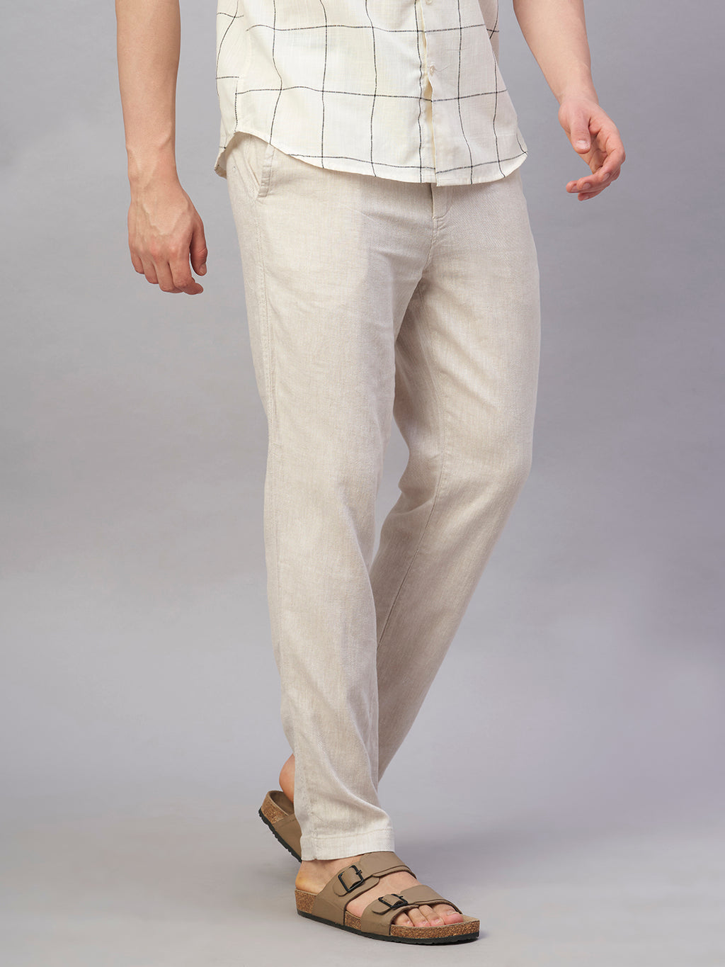 Men's Natural Linen Cotton Regular Fit Pant