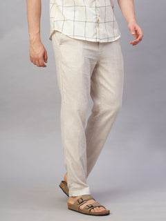 Men’s Linen Cotton Regular Fit Pant Natural
