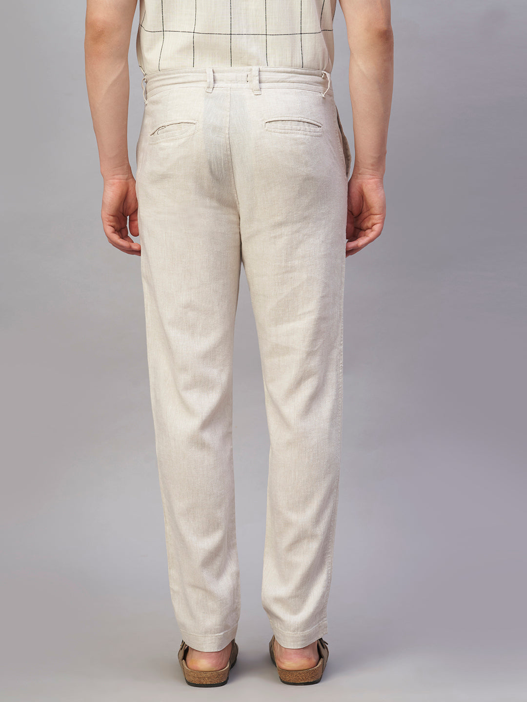 Men's Natural Linen Cotton Regular Fit Pant