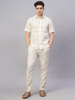 Men’s Linen Cotton Regular Fit Pant Natural