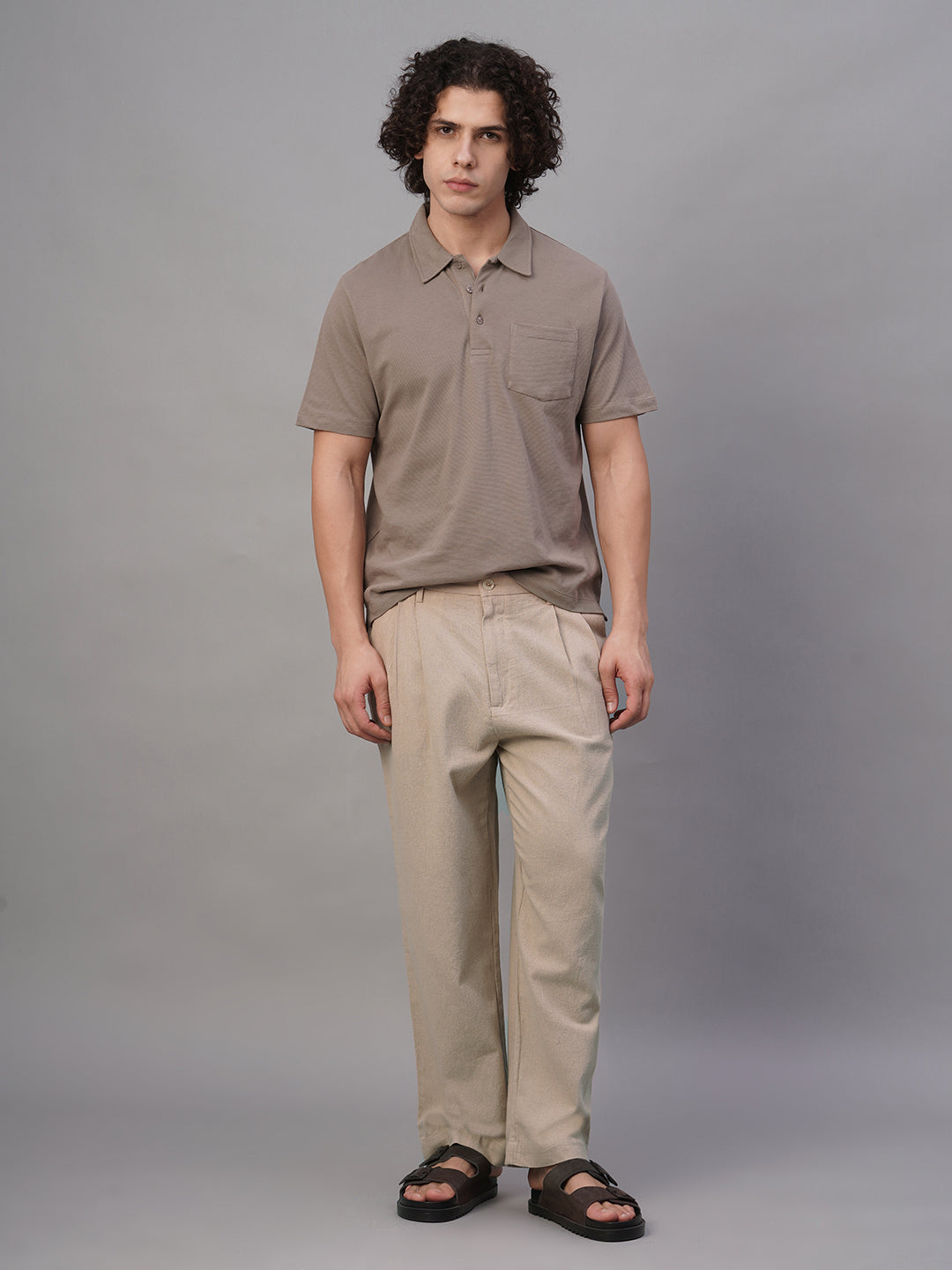 Men's Khaki 100% Cotton Loose Fit Pant
