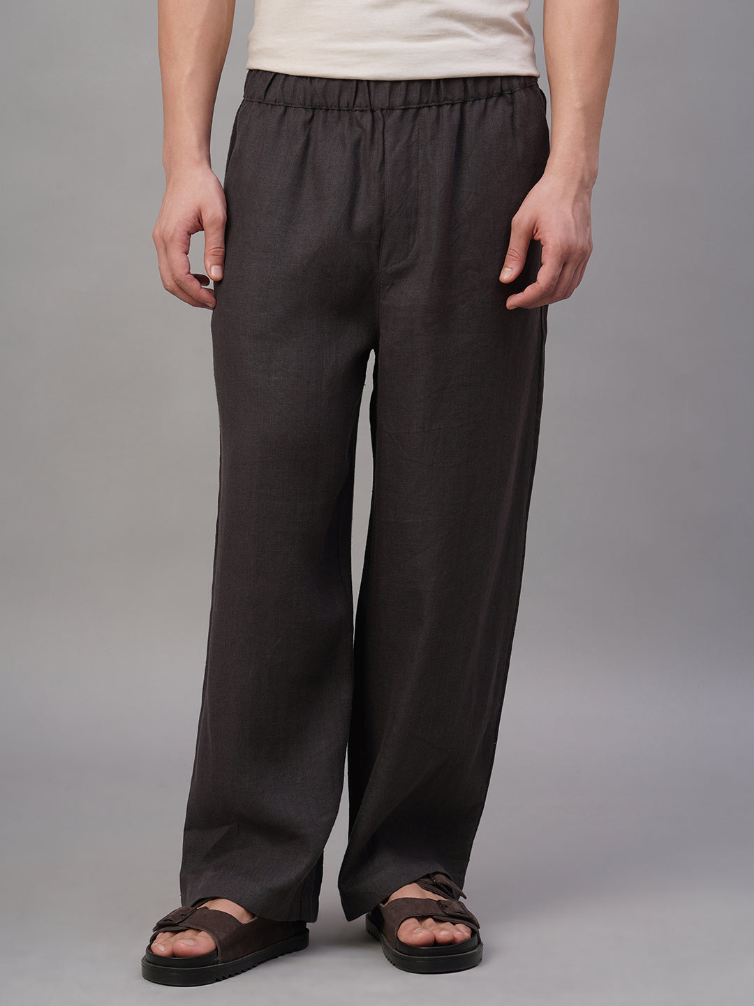 Men's Slate 100% Linen Loose Fit Pant