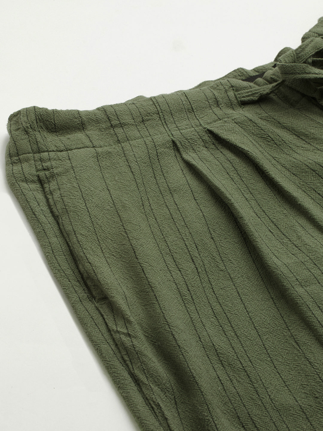 Men's Green Linen Viscose Loose Fit Pant
