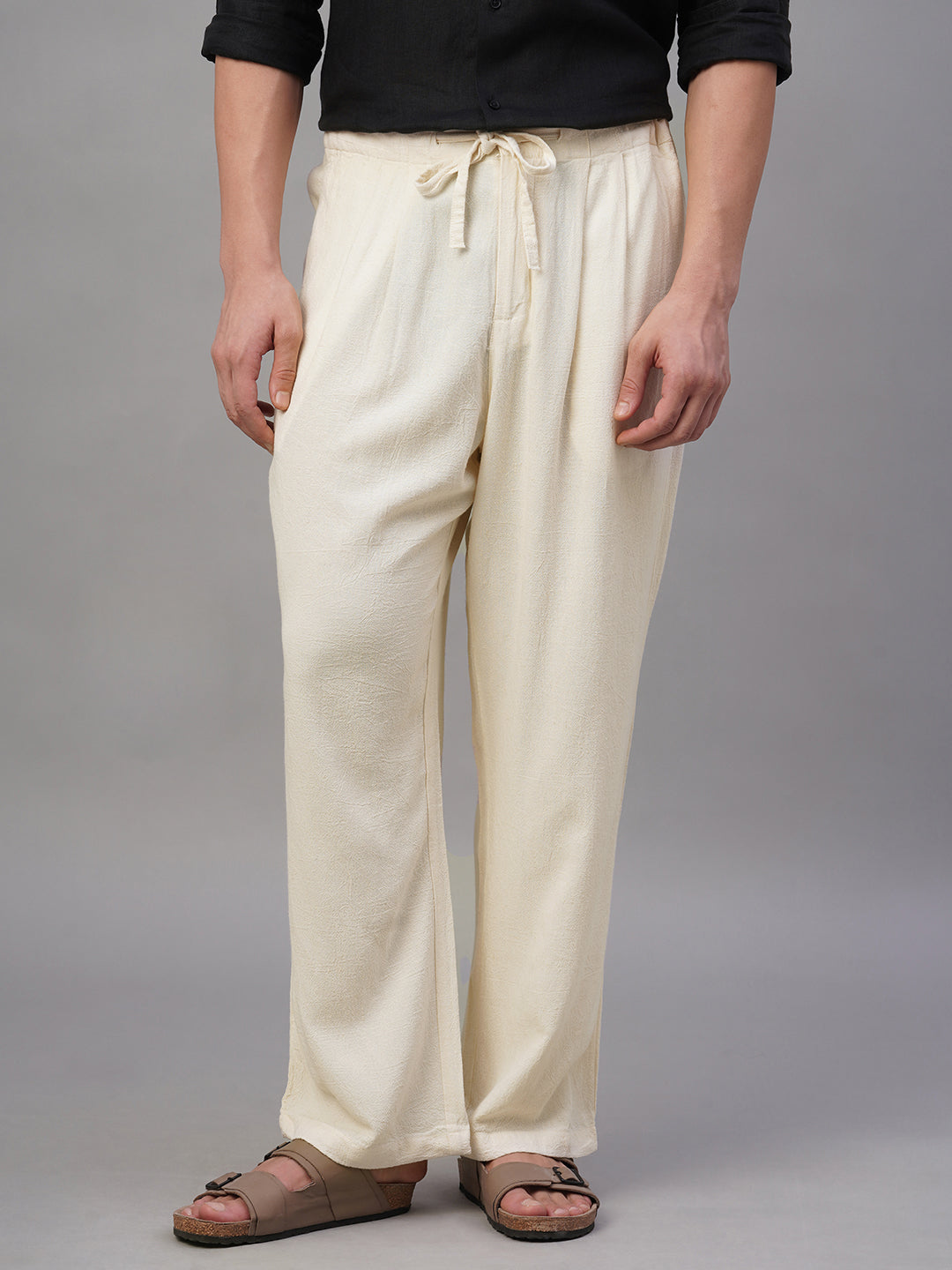 Men's Natural Linen Viscose Loose Fit Pant