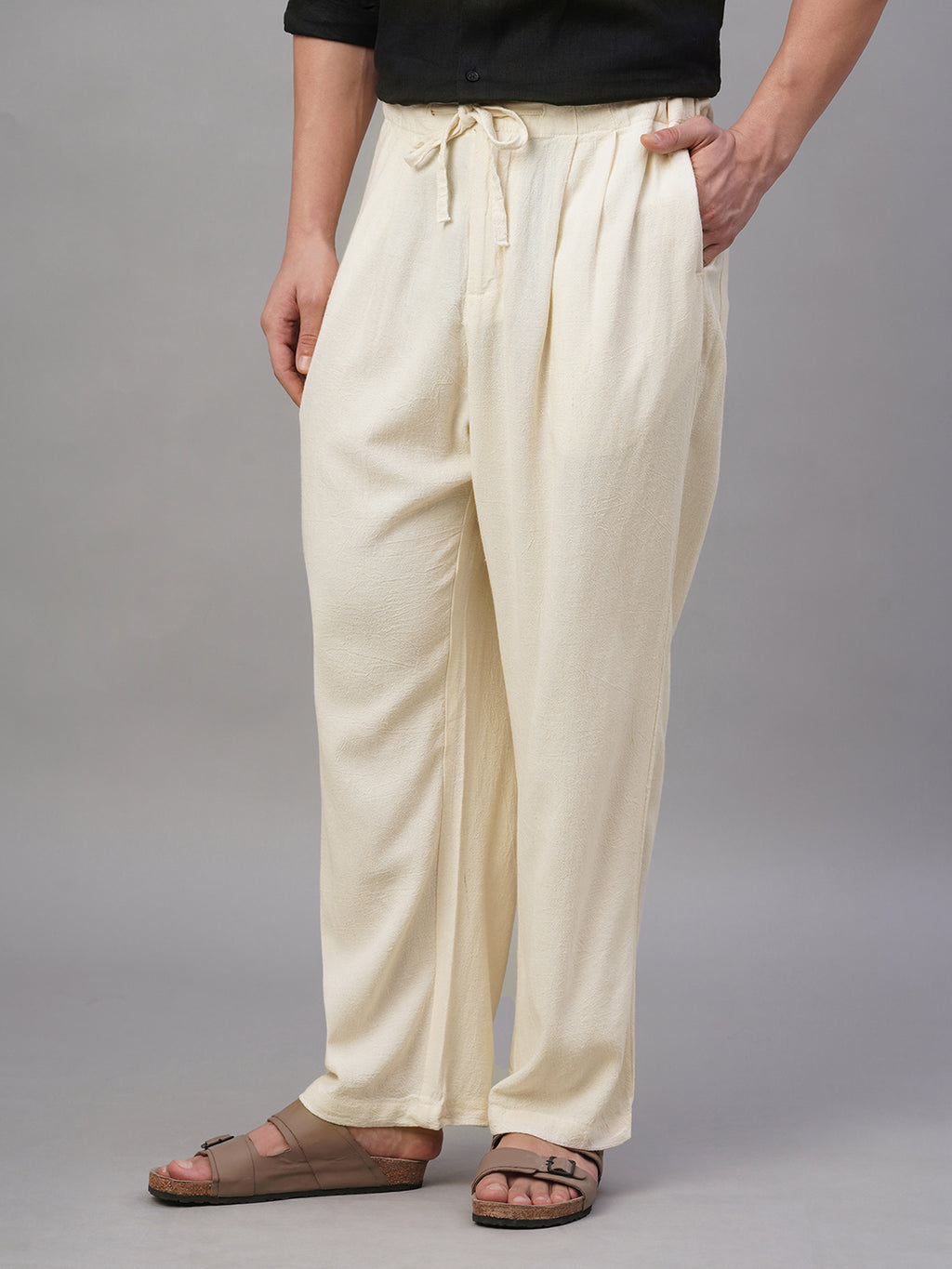 Men's Natural Linen Viscose Loose Fit Pant