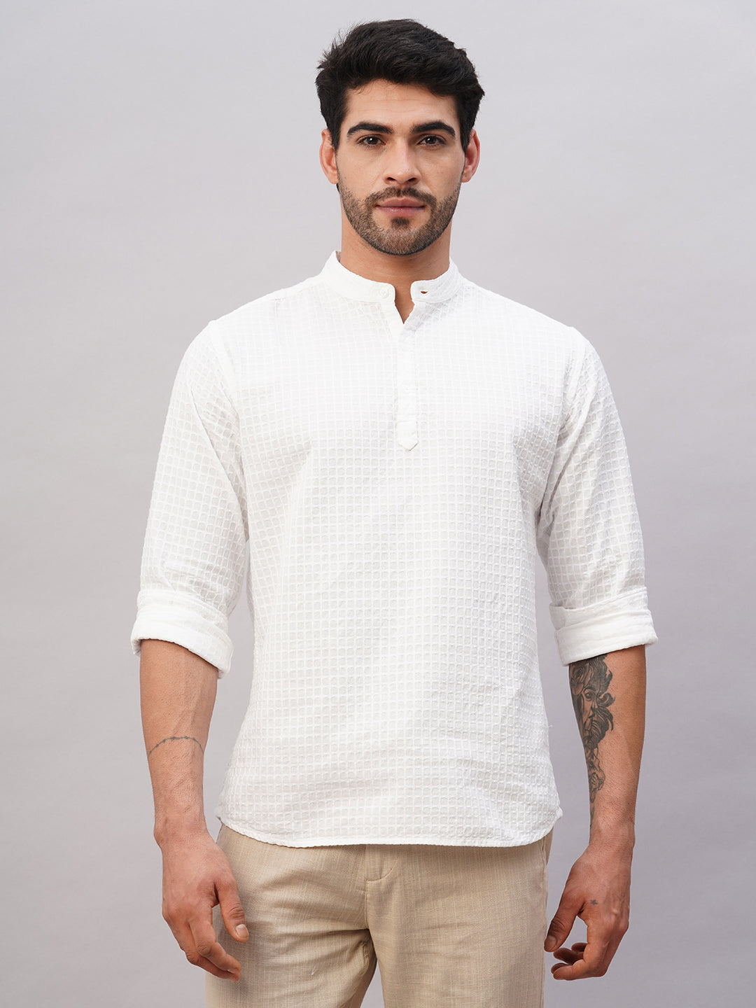 Men's White Cotton Regular Fit Shirt