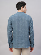 Men's Blue 100% Cotton Regular Fit Shirt
