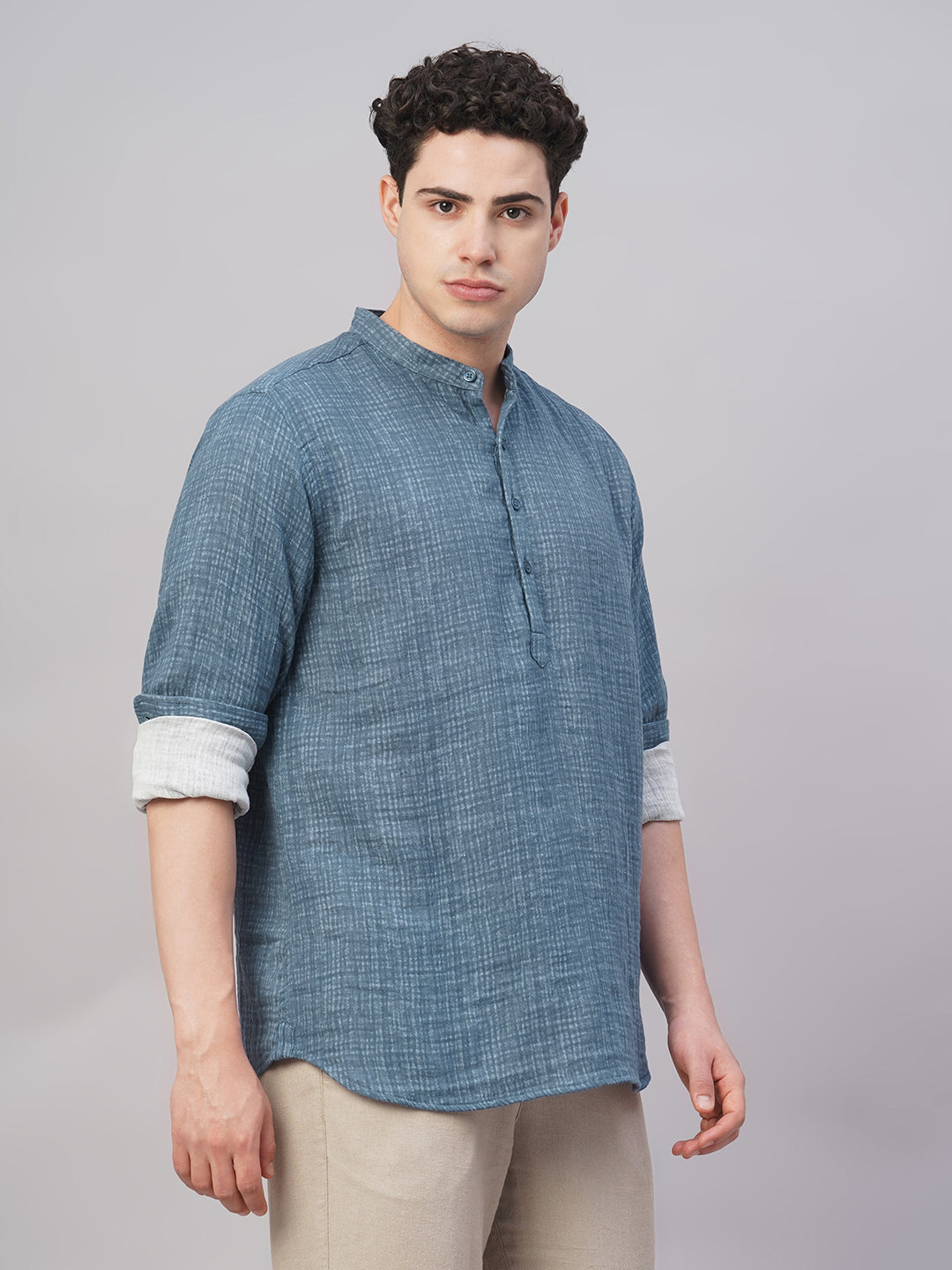 Men's Blue 100% Cotton Regular Fit Shirt