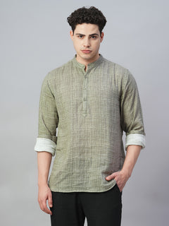 Men’s Cotton Regular Fit Band Collar Shirt Grey