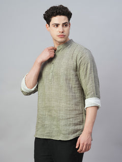 Men’s Cotton Regular Fit Band Collar Shirt Grey