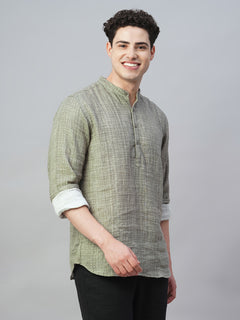 Men’s Cotton Regular Fit Band Collar Shirt Grey