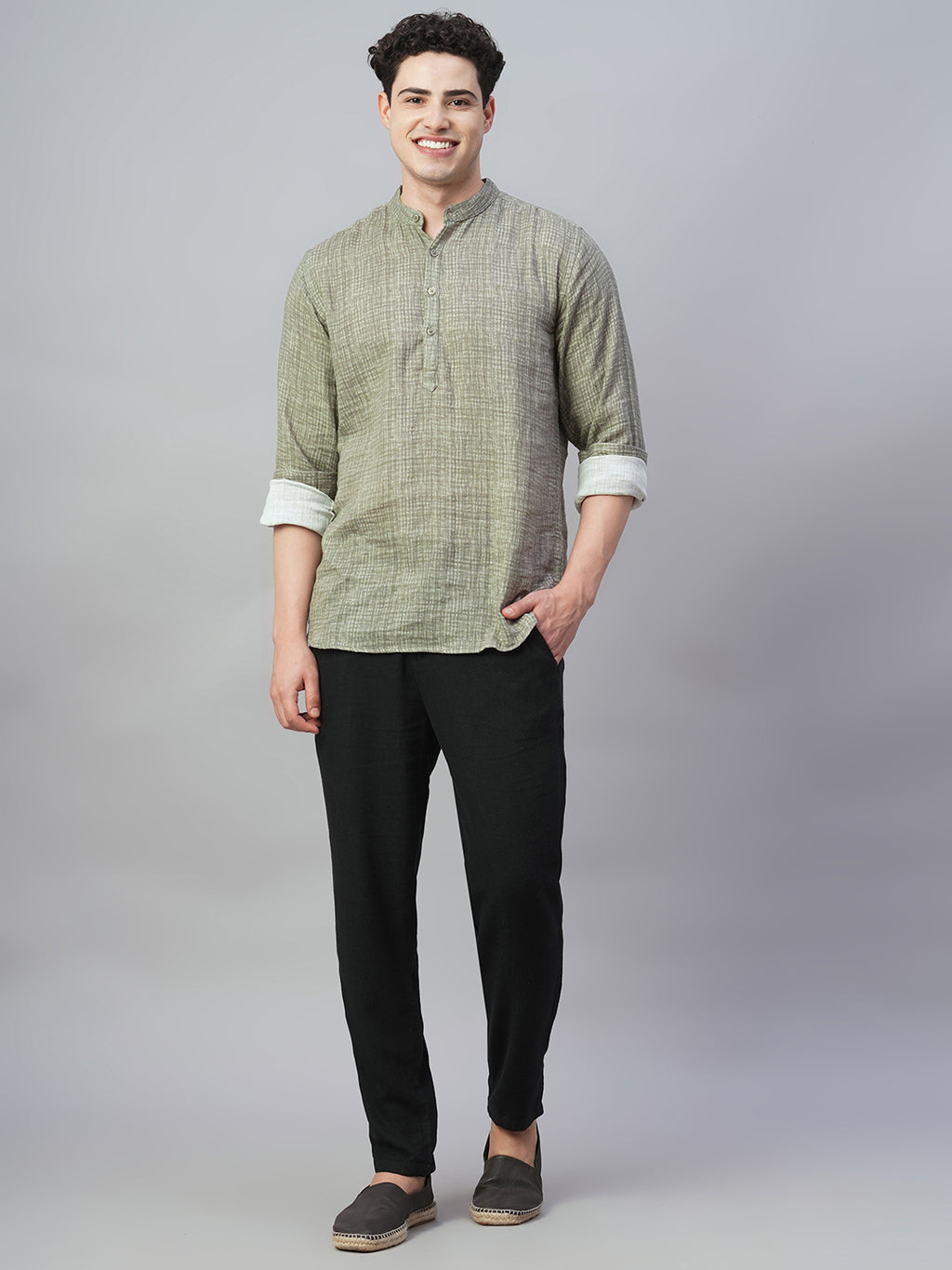 Men's Grey 100% Cotton Regular Fit Shirt