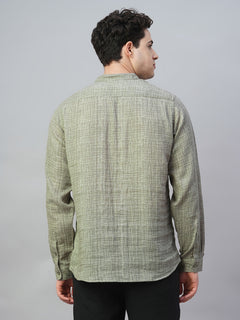 Men’s Cotton Regular Fit Band Collar Shirt Grey