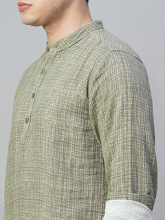 Men’s Cotton Regular Fit Band Collar Shirt Grey