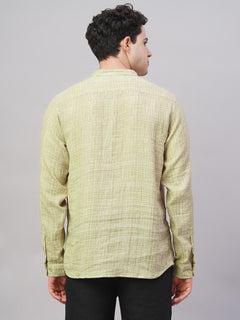 Men’s Cotton Regular Fit Band Collar Shirt Khaki