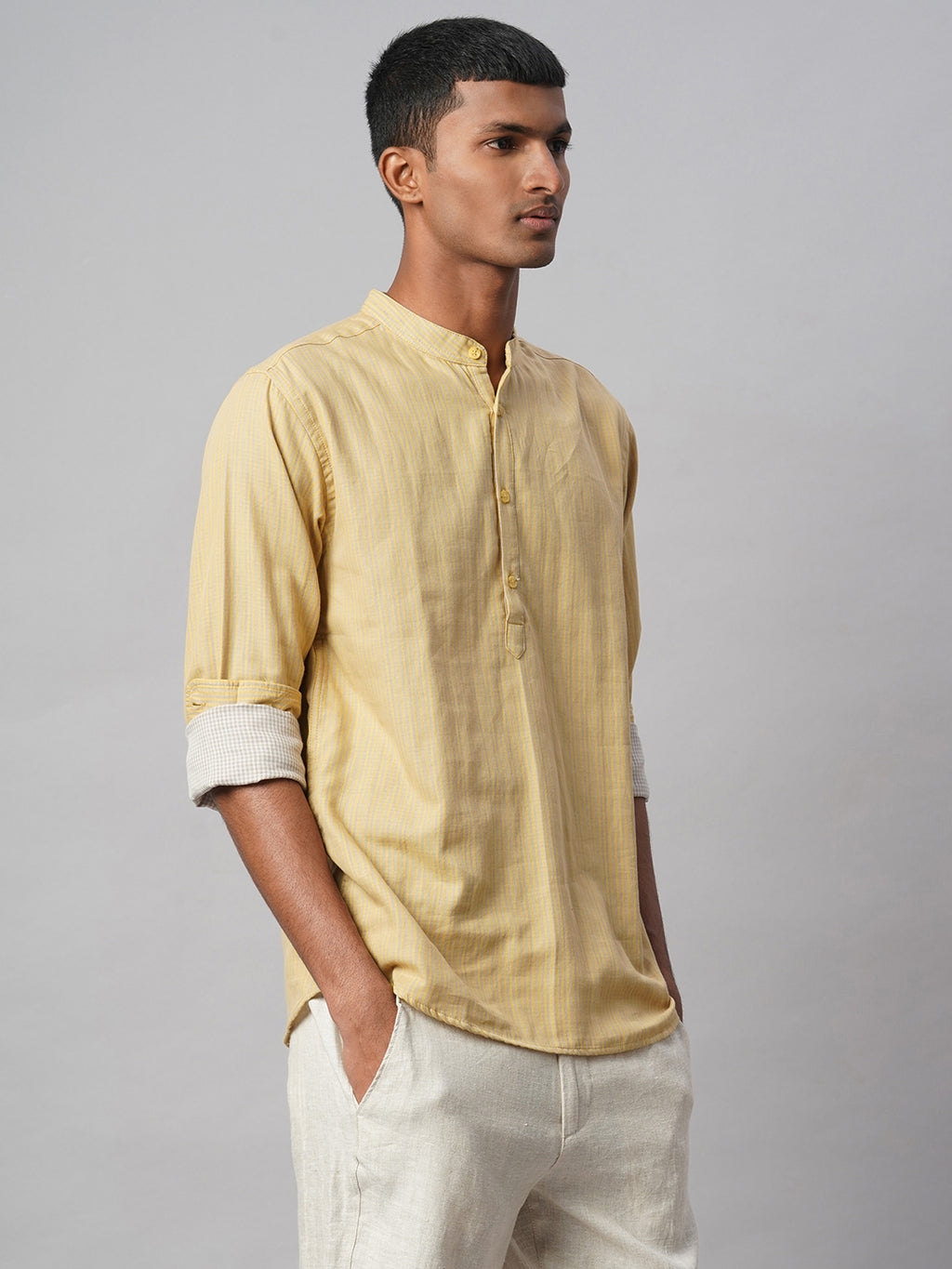 Men's Mustard 100% Cotton Regular Fit Shirt