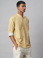Men's Mustard 100% Cotton Regular Fit Shirt
