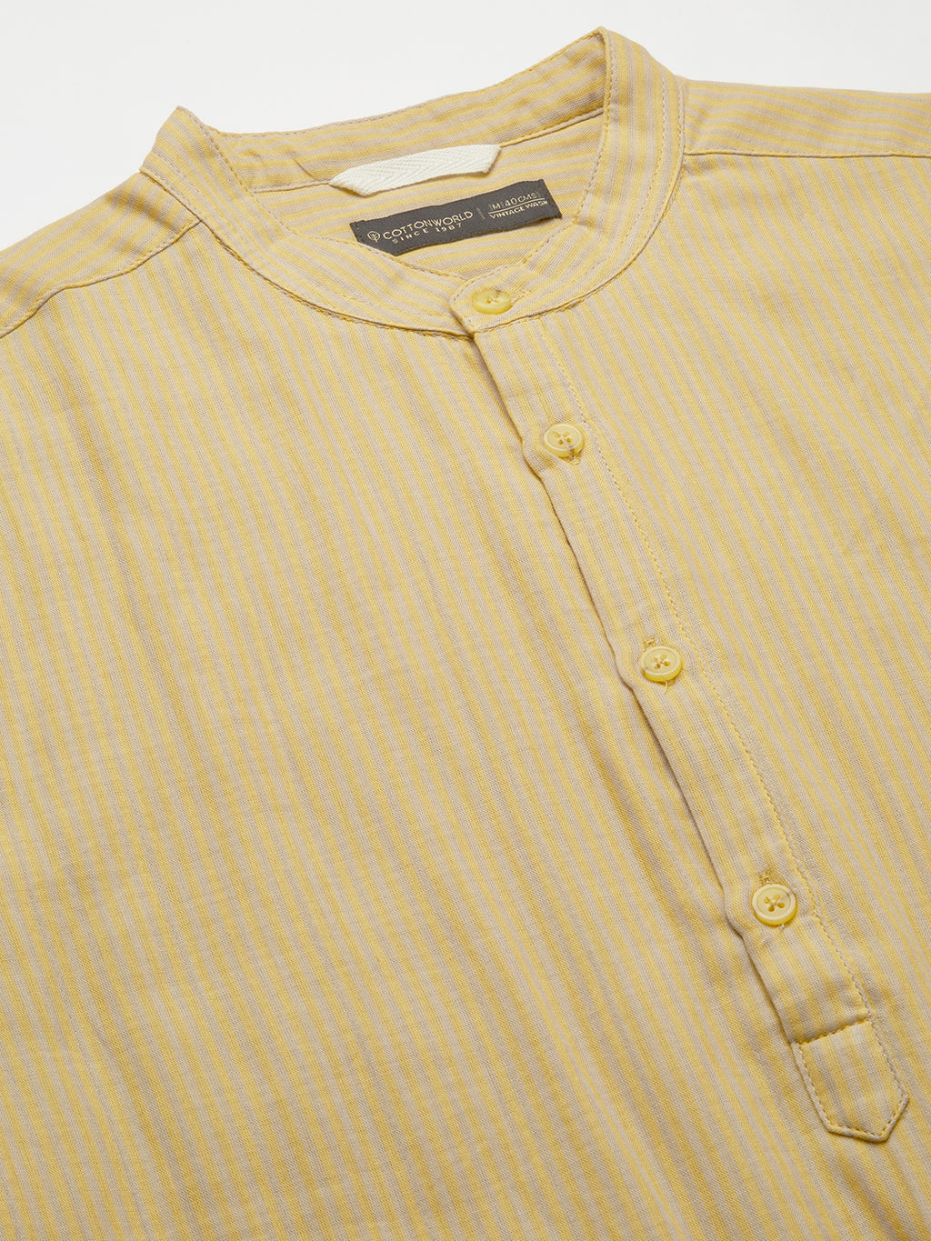 Men's Mustard 100% Cotton Regular Fit Shirt