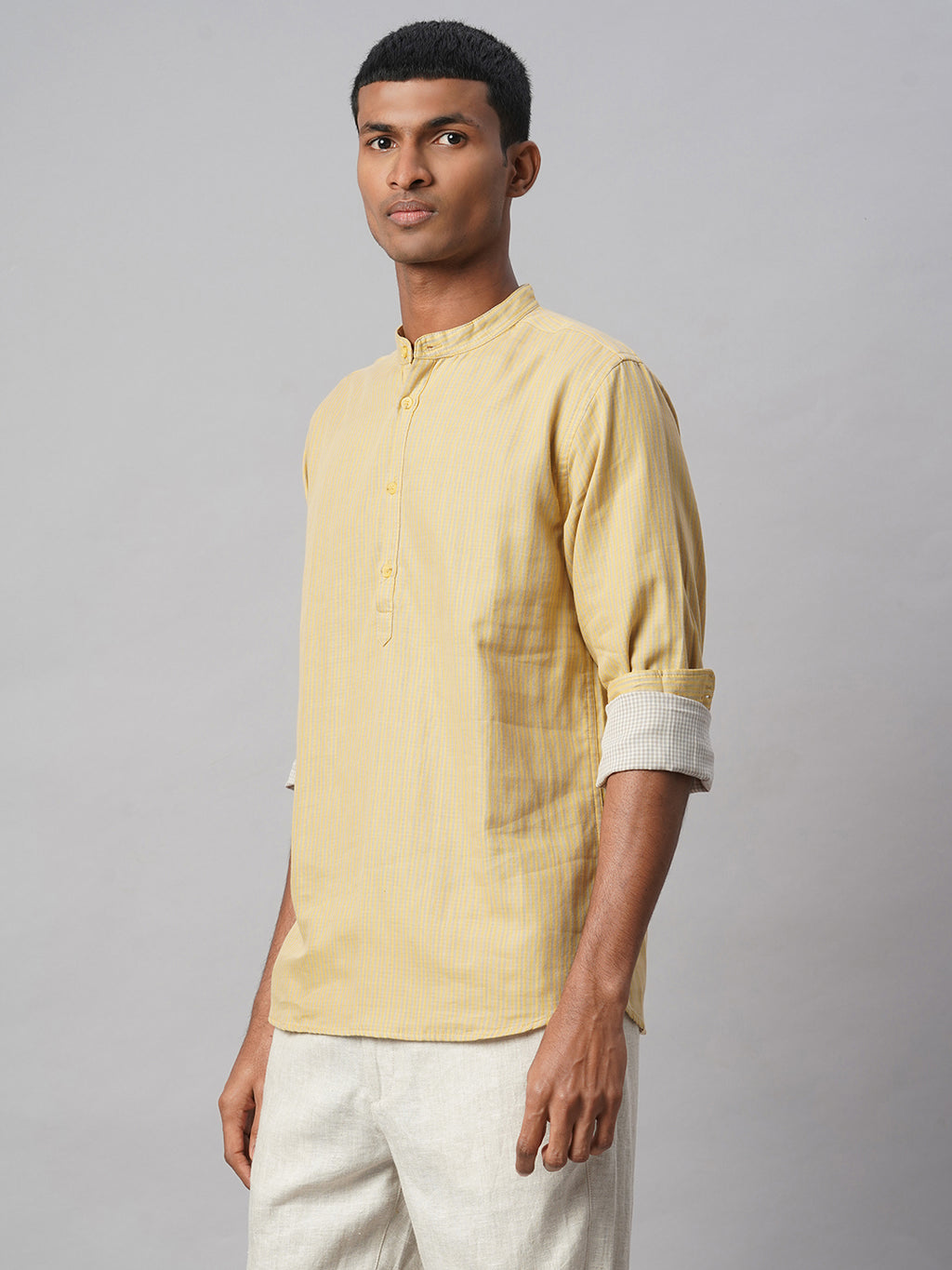 Men's Mustard 100% Cotton Regular Fit Shirt