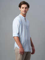 Men's Cotton Lyocell Regular Fit Shirt Blue