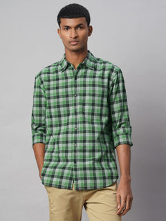 Men’s Cotton Linen Regular Fit Shirt Green