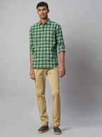 Men's Cotton Linen Regular Fit Shirt Green