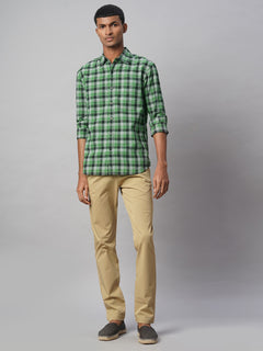 Men’s Cotton Linen Regular Fit Shirt Green