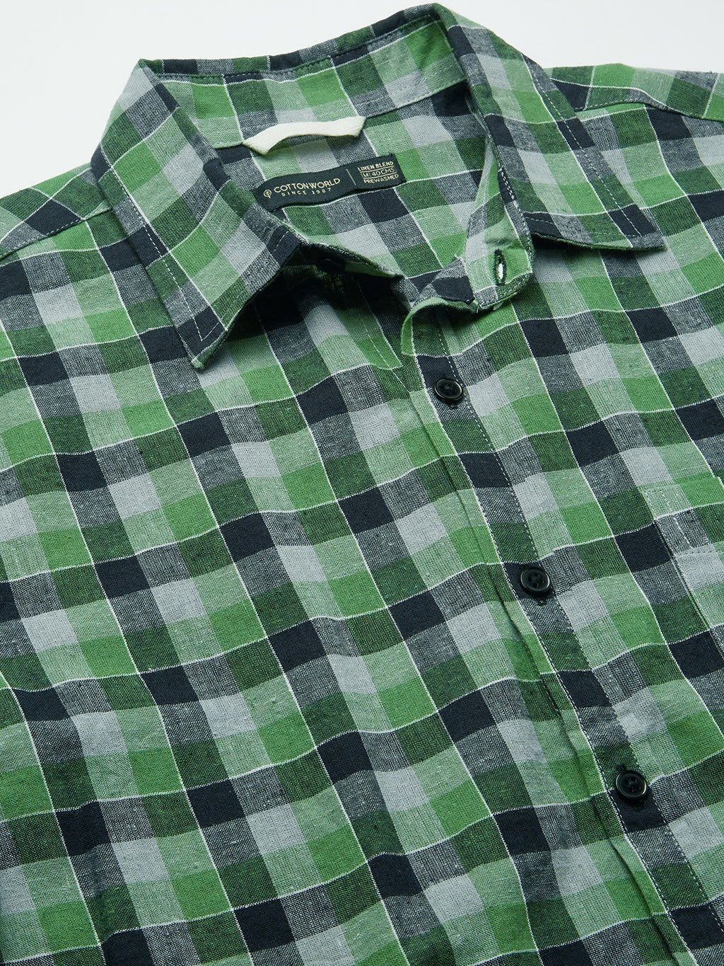 Men's Cotton Linen Regular Fit Shirt Green