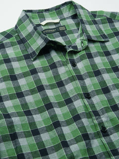 Men’s Cotton Linen Regular Fit Shirt Green