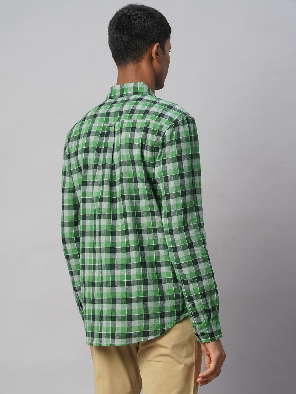 Men's Cotton Linen Regular Fit Shirt Green