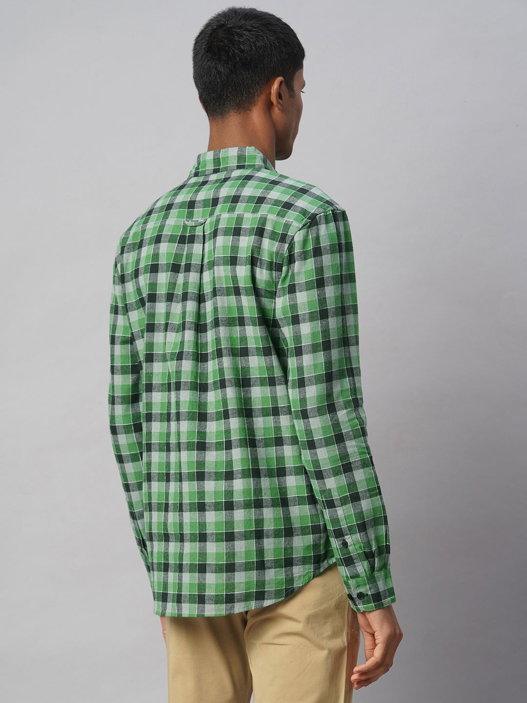 Men's Green Cotton Linen Regular Fit Shirt
