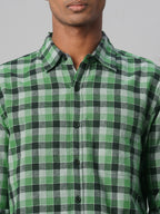 Men's Cotton Linen Regular Fit Shirt Green