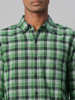 Men’s Cotton Linen Regular Fit Shirt Green