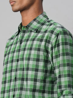Men’s Cotton Linen Regular Fit Shirt Green