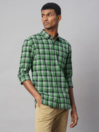 Men's Cotton Linen Regular Fit Shirt Green