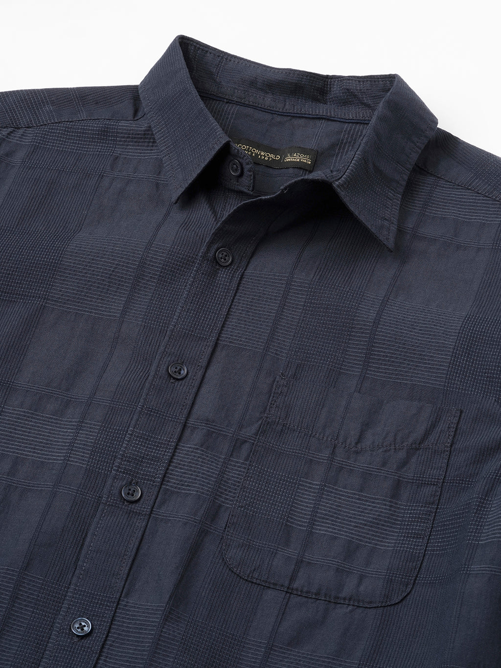 Men's Navy 100% Cotton Regular Fit Shirt