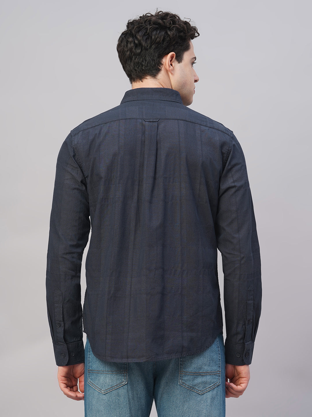Men's Navy 100% Cotton Regular Fit Shirt
