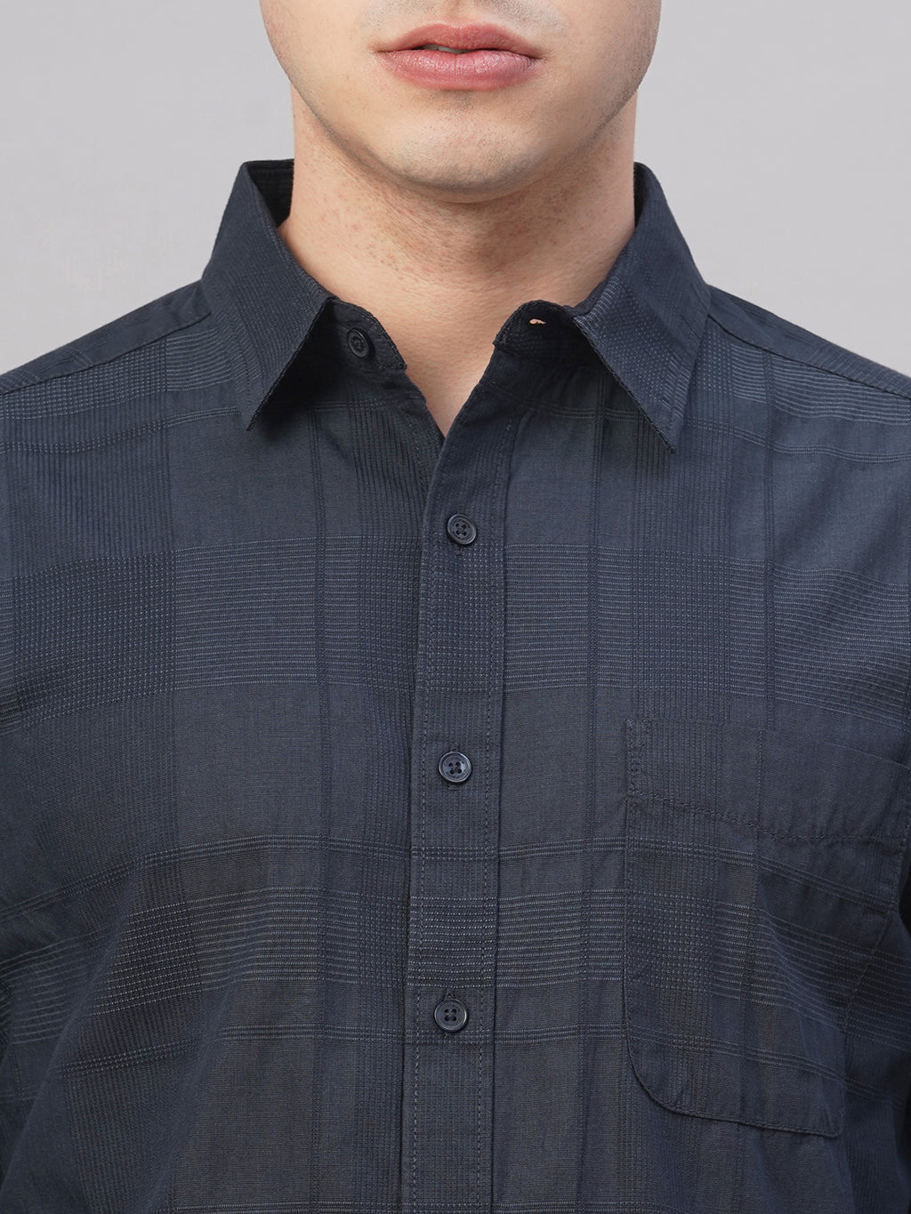 Men's Navy 100% Cotton Regular Fit Shirt
