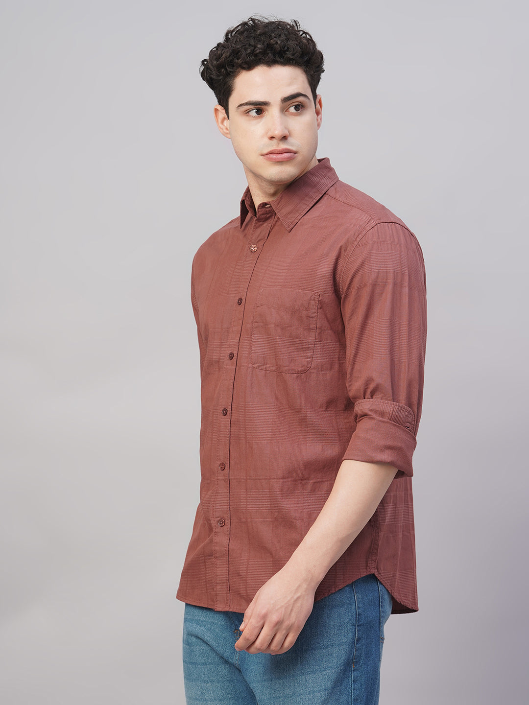Men's Rust 100% Cotton Regular Fit Shirt