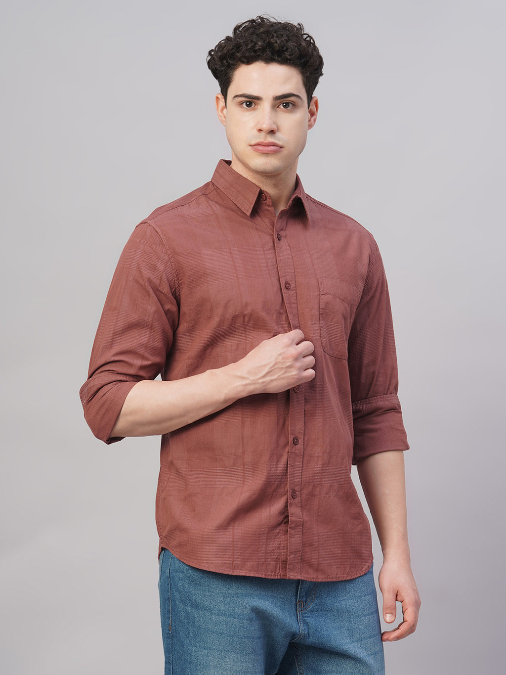 Men's Rust 100% Cotton Regular Fit Shirt