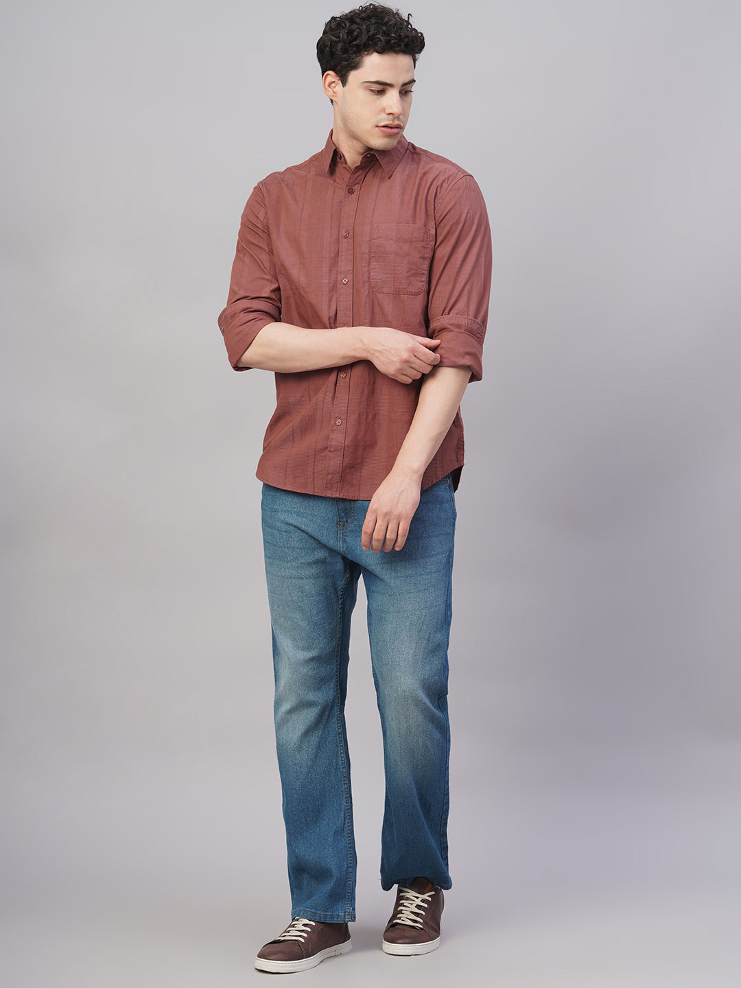Men's Rust 100% Cotton Regular Fit Shirt