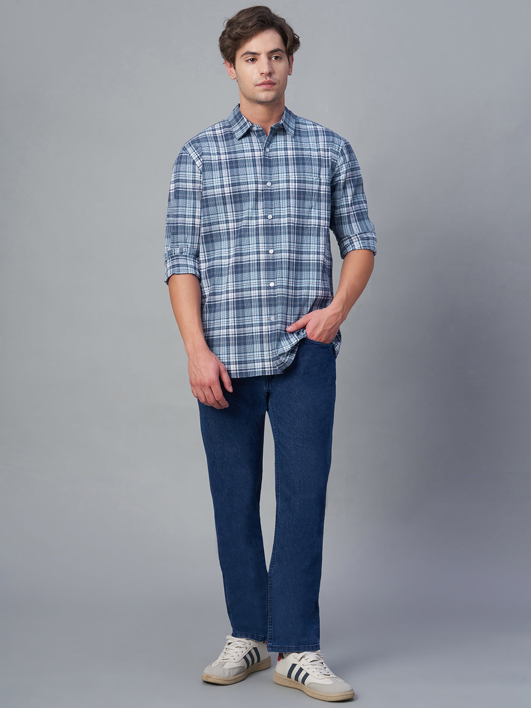 Men's Navy 100% Cotton Regular Fit Shirt