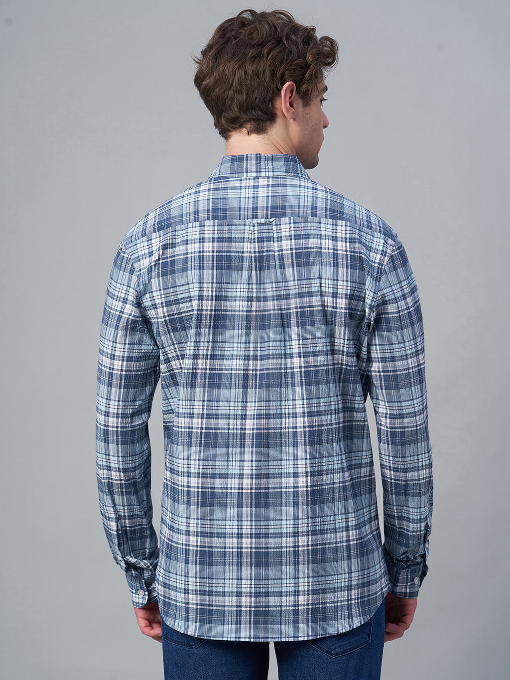 Men's Navy 100% Cotton Regular Fit Shirt