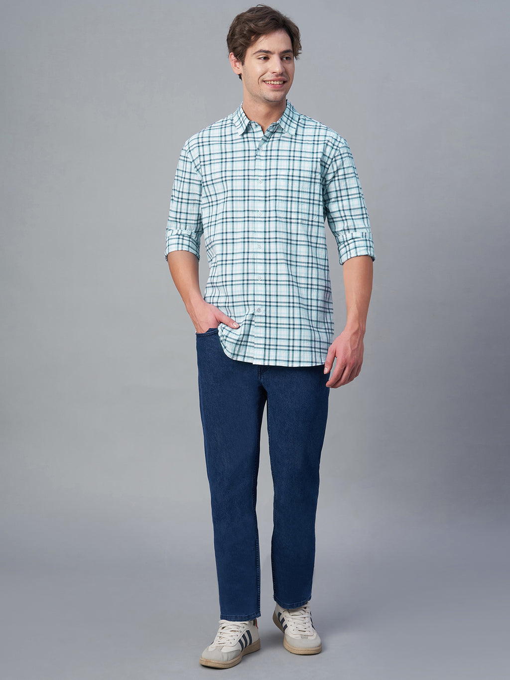 Men's Blue 100% Cotton Regular Fit Shirt