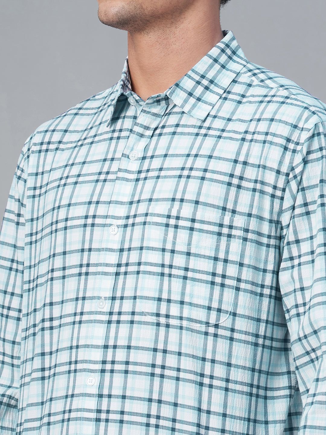 Men's Blue 100% Cotton Regular Fit Shirt