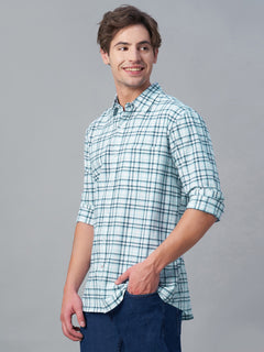 Men’s Cotton Regular Fit Checked Long Sleeve Shirt Blue